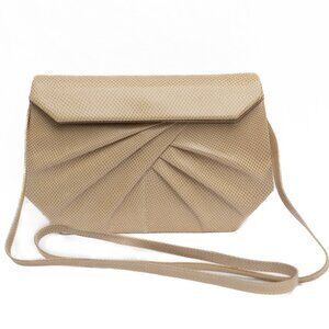 VTG RENE MANCINI Paris Tan Snakeskin Pleated Clutch Purse Evening Bag 9"W